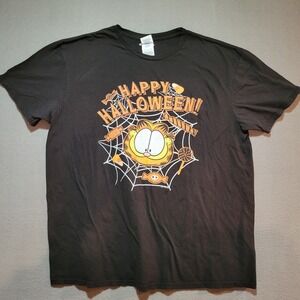 Garfield Happy Halloween Black Graphic T-Shirt Delta Soft Mens XL Short Sleeve